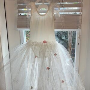 White Tulle Dress with Floral Accents